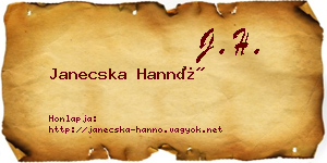 Janecska Hannó névjegykártya
